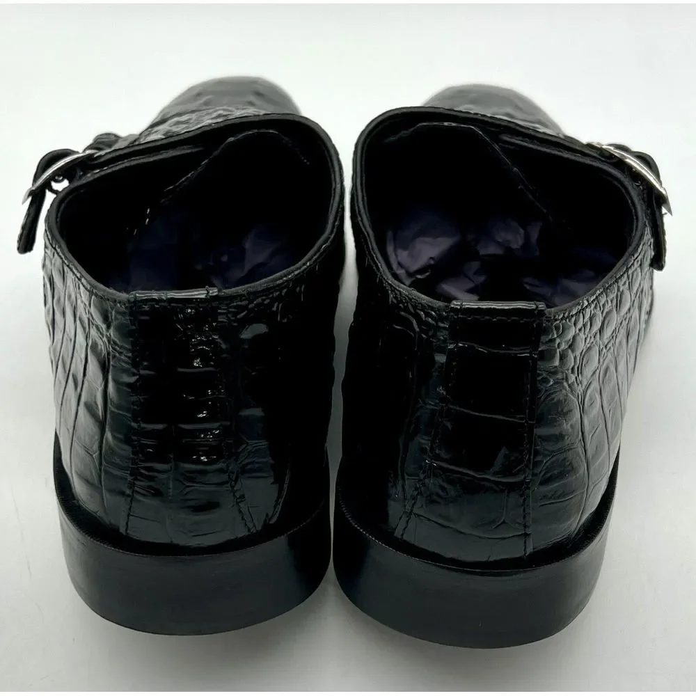 Stacy Adams Golato Black Men Size 11.5M Monk Strap Leather Croc Print - Picture 7 of 16